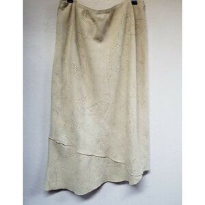 TRU Supply Women Large Beige Paisley Layered Asymmetric A-Line Midi Skirt Casual